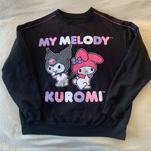 Sweaters - Sanrio My Melody Kuromi Black Graphic Pullover Sweatshirt Women's L Crew Neck